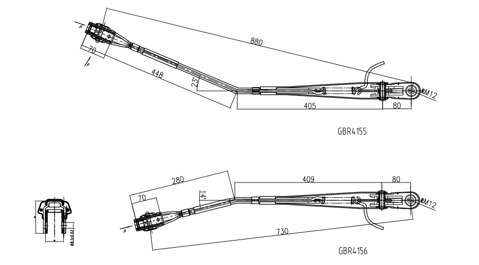 GBR4155（左）、GBR4156（右）R14-單扁桿刮臂